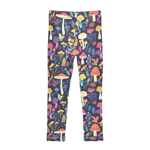 Wusikd Mushrooms Girls' Leggings Toddler Doodles Plants Colors Kids Yoga Pants Dance Active Tights 4T2