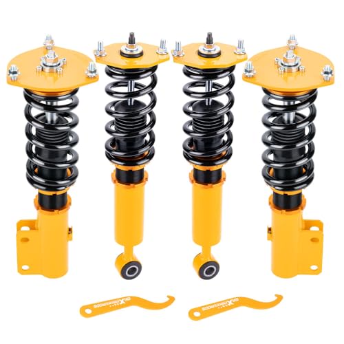 maXpeedingrods Coilovers for Mitsubishi 3000GT AWD 1991-1999, for Dodge Stealth AWD 1991–1996, Height Adjustment Coilovers Suspension Kit, Preset Damping Lowering Kit by 1-3” Golden