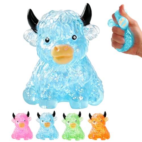 Glitter Highland Cow Squishies Fidget Toy...