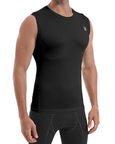 Runhit Herren Kompressionsshirt Ärmellos Schwarz – Atmungsaktives Funktionsshirt für Fitness Gym Training Basketball L