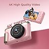 4K Macchina Fotografica Digitale Fotocamera: 64MP Compatta Videocamera Vlog con 16X Zoom Autofocus - Regali per Principianti Adulti - 180° Flip Macchine Fotografiche Ragazze Ragazzi Rosa