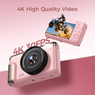 4K Macchina Fotografica Digitale Fotocamera: 64MP Compatta Videocamera Vlog con 16X Zoom Autofocus - Regali per Principianti Adulti - 180° Flip Macchine Fotografiche Ragazze Ragazzi Rosa