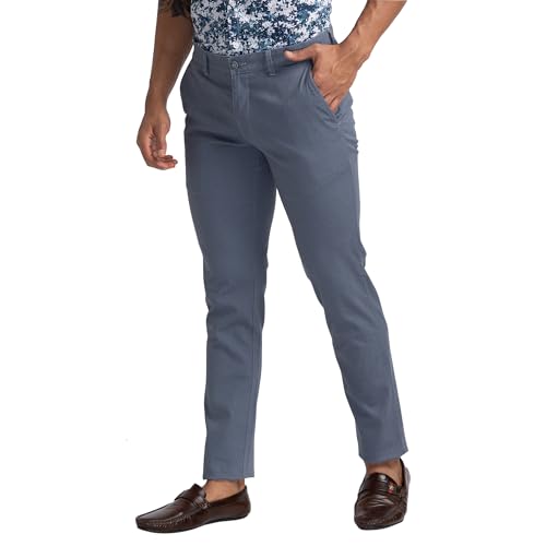 Image of Parx Men's Cotton Blend Print Pattern Low Rise Tapered Fit Flat Front Casual Trouser