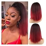 ZXFIYTBH Extensión de Cola de Caballo Cabello Liso Esponjoso de Medio a Largo for Mujer con Peluca Cola Caballo for Uso Diario Natural Postizo de Cola de Caballo para Mujer(Red)