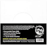 (50) Square Deal Recordings & Supplies 7 Inch Record Paper Inner Sleeves - White Archival Acid Free - #07IW - 50 Sleeves