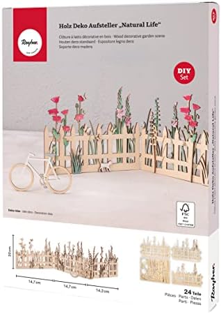 Rayher Deko Aufsteller Zaun, Holz FSC zertifiziert, Länge ca. 51 cm ...