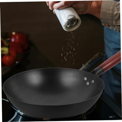 Wok de hierro antiadherente con mango de madera miniatura 5
