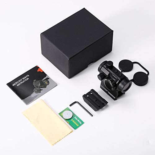 HIRAM Green Red Dot Sight 1x20mm Micro Rifle Scope 4 MOA Reflex Sight with Illuminated Reticle and 7 Brightness Levels, 20mm Picatinny Rail Riser Scope Mount, Waterproof Fogproof Tactical Accessory