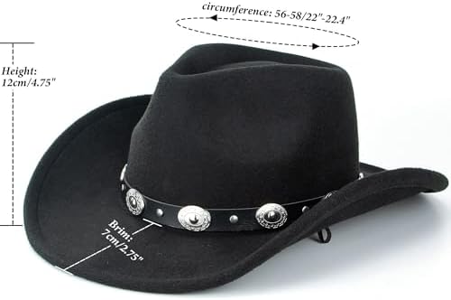 Western Cowboy Hat for Men Women Classic Fedora Cowgirl Hats Buckle Belt — 사진 4