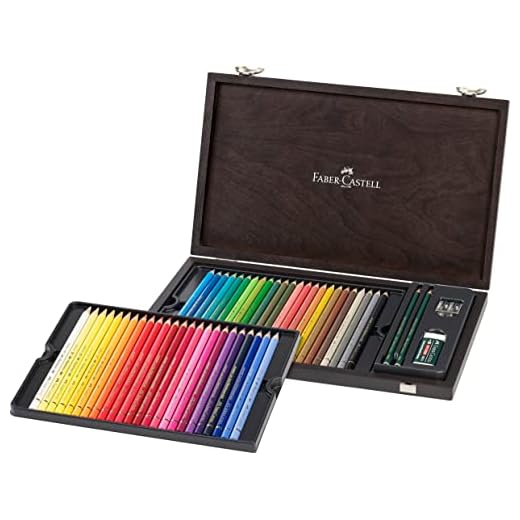 Faber-Castell Lápices de colores Polychromos 110006, estuche de madera con accesorios, impermeable, inastillable, para profesionales y artistas aficionados