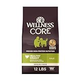Wellness CORE Dry Dog Food, Grain-Free, High Protein, Natural, Healthy Weight Turkey & Chicken Recipe, (12-Pound Bag)