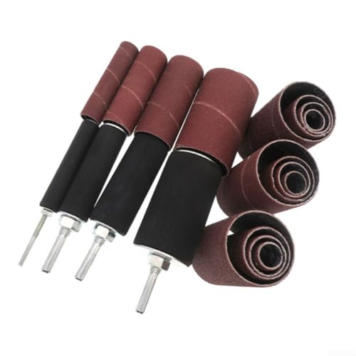 Rotary Tool Sanding Drum Kit (20 pcs): Includes 4 Rubber Drums, 8x 80-Grit + 8x 120-Grit Sandpaper Sleeves,Case — Compatible with Drill Presses & Hand Power Drills for Metal, Wood, Jade