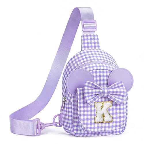 Image of YOOLIFE Sling Bag for Girls Kids - 2 3 4 5 6 7 8 Year Old Girl Birthday Gift | Initial Small Crossbody Bags for Girl Kid, Gifts for Kids Cross Body Bag Sling Bags for Kid Girls Purse (Purple K)