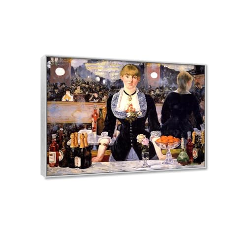 Impression Manet Folies-Bergère tableau sur toile affiche décoration murale cadre argent 20x25