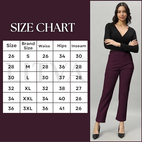 Image of LITVA Premium Women's Formal Trousers (Flexi-Waist | Wrinkle Resistant | Desk-to-Dinner)