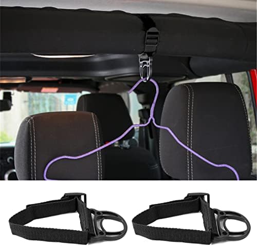 YOCTM Roll Bar Coat Hanger Clothes Hook for Jeep Wrangler JL TJ JK JLU Sports Sahara Freedom Rubicon X & Unlimited 2007-2017 2018 2019 2020 Black Interior Parts Accessories (Pack of 2) (Black)