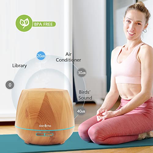 550Ml Essential Oil Diffuser, Daroma Upgraded Remote Control 6 In 1 Aromatherapy Ultrasonic Cool Mist Humidifier, 7 Color Changing Mood Lights & Waterless Auto-Off For Home Office Gift, Light Wood #TOP4