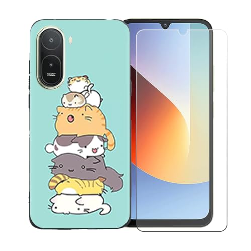 CongJiaLingXi�P�[�X�K�p �� POCO C85x (6.9") �K�p �� �d�����ꂽ�K���X�X�N���[���v���e�N�^�[�A�_�炩���V���R�[���V�F���o���p�[�h�Ռ�TPU�ی�J�o�[�������,LLM39