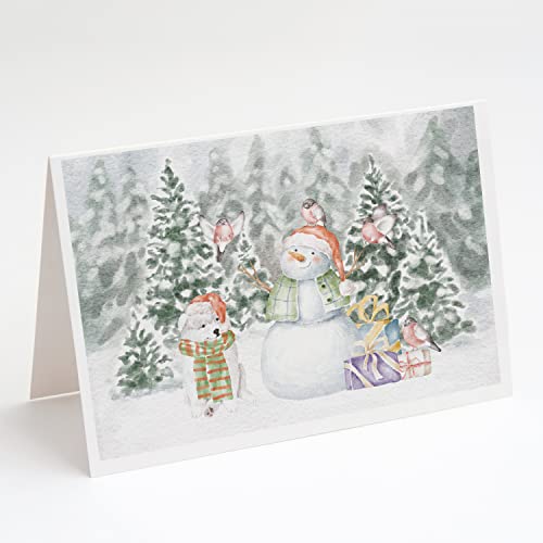 Caroline's Treasures CK8046GCA7P Samoyed Puppy Snowman and Christmas Presents Greeting Cards and Envelopes Pack of 8 Blank Cards with Envelopes Whimsical A7 Size 5x7 Blank Note Cards