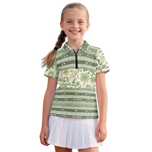 Polo actif fille 9-10 ans à rayures florales pour le tennis et le voyage d'été