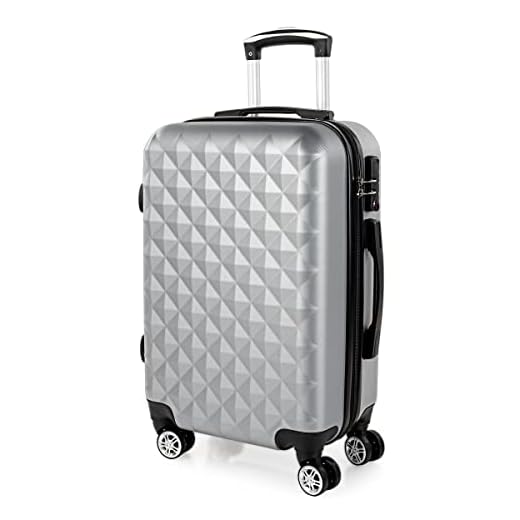 ITACA - Maletas de Viaje Cabina - Maletas de Cabina con 4 Ruedas - Maletas de Viaje Pequeñas Ligeras. Trolley Cabina Equipaje de Mano. Maleta Cabina con Candado de Combinación TSA 771750, Plata