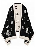 nratto Women's Reversible Pashmina Shawl Wrap, Black and White