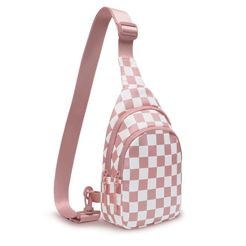 WOOMADA Checkered Women's Sling Bag - Stylish Small Backpack Crossbody Chest Bag & Fanny Pack Purse