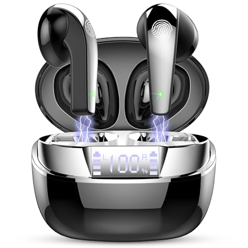 Cuffie Bluetooth, Auricolari Bluetooth 5.3 con 4 ENC Mics, Cuffie Wireless In Ear Stereo Hi-Fi, 47 Ore Cuffie Senza Fili con LED Display, Cuffiette Bluetooth Cancellazione Rumore, IP7 Impermeabili