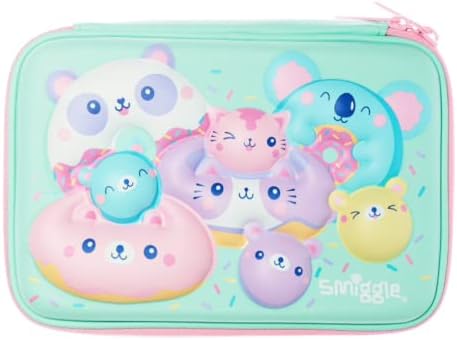 Smiggle Pencil Case 3D Hardtop Single Compartment ('Lively' Mint & Pink)