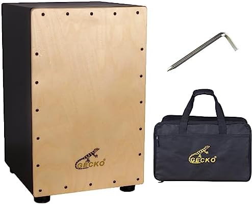 GECKO Cajon,Cajon Box Drum Percussion Instrument Birch Wood with Internal Guitar Strings Compact Size Portable Cajon