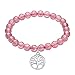 Produktbild J.Endéar Natural 8mm Edelstein Armband, Geburtsstein Kristall Perlen Stretch Armband, Lebensbaum Silber Charm Armband mit Eleganten Schmuckkästchen