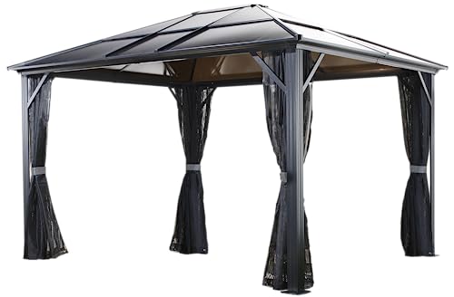 Sojag 500-4153903 8mm 2 Track No.77 Meridien Hard Top Sun Shelter, 10' by 12', Charcoal