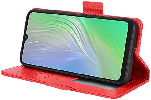 Unichthy Phone Case for Blackview A55 / OSCAL C60 4G Cover Flip Shockproof Litchi Pattern Anti-slip Wallet Case PU Leather Stand Magnetic Closure Folio Bumper Protective Phone Skin Red