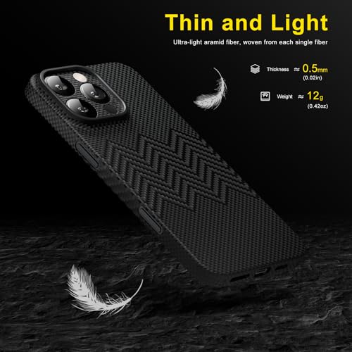 memumi Aramid Fiber for iPhone 16 Pro Max Case Wavy Texture, Sturdy Durable 1500D Aramid Fiber 0.5 mm Slim Fit for iPhone 16 Pro Max Carbon Fiber Thin Case, Dream Series Wavy Black by memumi - Used condition - Image 3