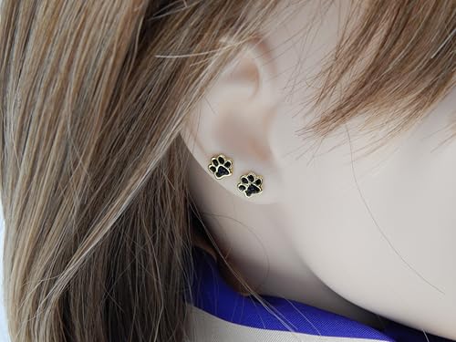 14k Yelow Gold Plated on 925 Sterling Silver with Crystal Paw Print Stud Earrings 5485 (Nickel Free)2