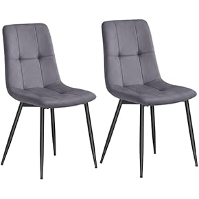 Xbro Eetkamerstoelen Set van 2, Zachte Gestoffeerde Stoelen met Metalen Frame, Keukenstoelen voor Eetkamer, Woonkamer, Studeerkamer, Wit