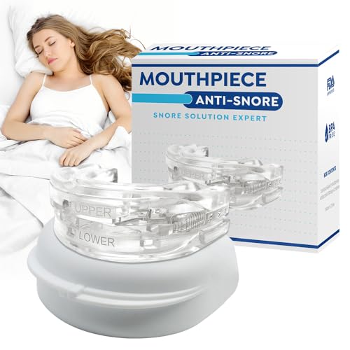 HOVCEH Ferula Descarga Bruxismo, Dispositivos Anti Ronquidos, Ferula Antironquidos, Ajustable Antirronquidos, Ayuda a Reducir los Ronquidos, Para No Roncar de Noche para hombre Mujer - Blanco