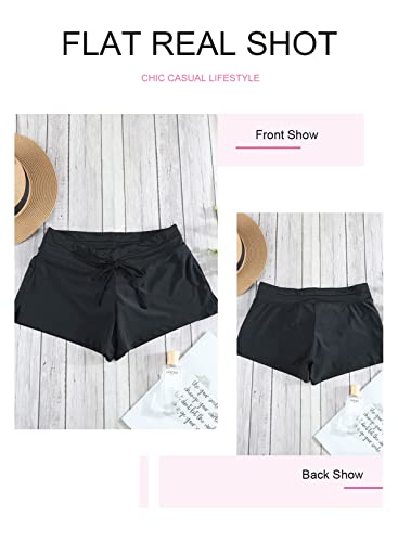 Actloe Women's High Waistband Swimsuit Bottom Summer Beach Wear Plus Size Board Shorts Side Slit (S-3Xl) Black Large #TOP3