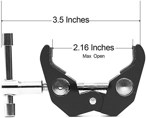 Super Clamp Camera Clamp w/ 1/4"-20 and 3/8"-16 Thread for Cameras, Lights, Umbrellas, Hooks, Shelves, Plate Glass, Cross Bars,Photo Accessories and More