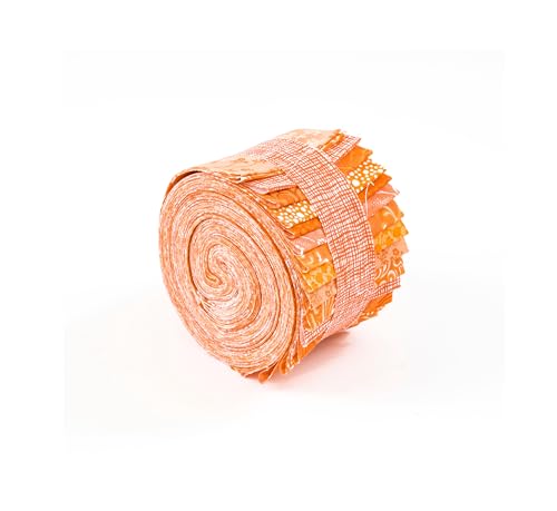 All Orange Jelly Roll – 18 Pre-Cut 2.5" x 44" Quilting Strips – 100% Cotton Fabric, Tone-on-Tone Orange Quilt Strips, Sewing Projects