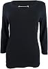 Karen Scott Womens Three-Quarter-Sleeve Top S, Deep Black