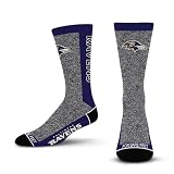 For Bare Feet NFL BALTIMORE RAVENS Marble MVP Crew Sock Team Color LARGE