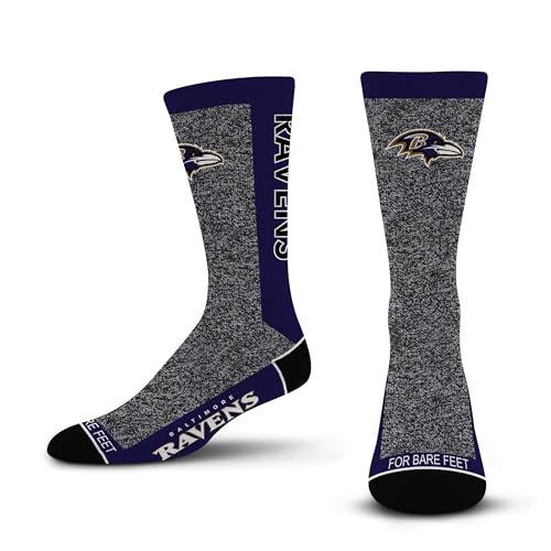 For Bare Feet NFL BALTIMORE RAVENS Marble MVP Crew Sock Team Color LARGE