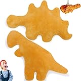 ML.ENJOY 19 inch Dino Chicken Nugget Pillow, Dinosaur Chicken Nugget Plush, Dinosaur Stuffed Animal Cute Soft and Nice Size Plush Toy, Gift for Boys and Girls(Dino-A)