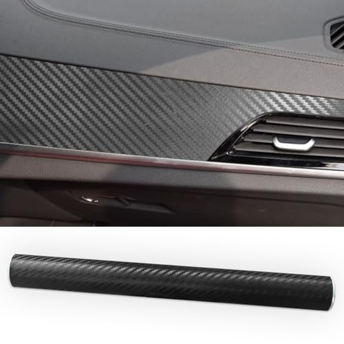 DEAELF Car 3D Carbon Fiber Vinyl Wrap Sticker Decal, 5FT x 1FT Air Release Self Adhesive Auto DIY Decoration Decal, Scratch Resistance Waterproof Vehicle Interior Exterior Wrap Roll Film (Black)