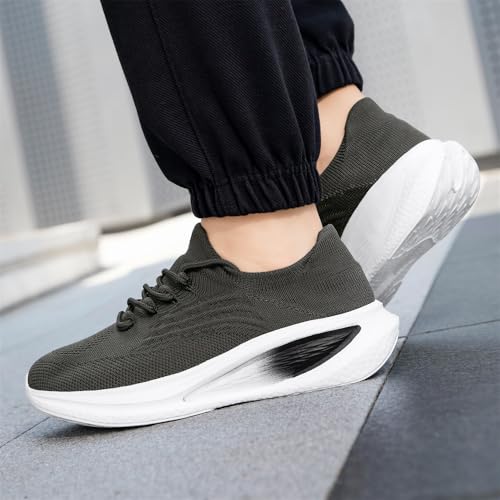 Image of DLWKIPV Running Shoes for Men Casual Slip on Tennis Walking Sneakers Lightweight Breathable Mesh Fashion Gym Athletic Sports Workout Non Slip Trainers Dark Gray W Size 10
