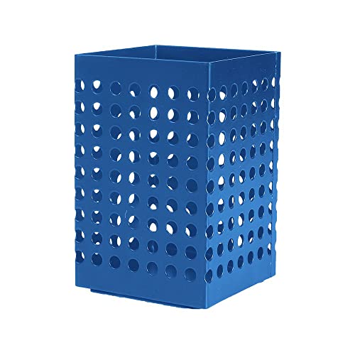 Oikos - Porta Lápis Quadrado de Metal Ofício Azul 7X11X7cm