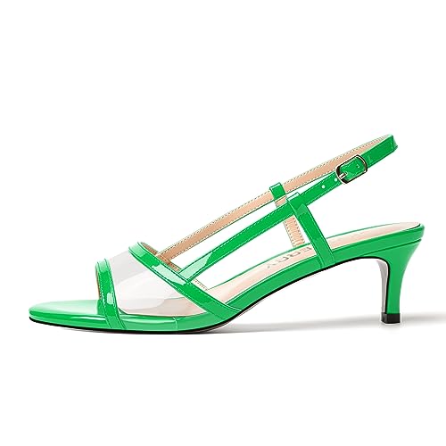 SKYSTERRY Womens Dress Dating Patent Slingback Buckle Open Toe Kitten Low Heel Heeled Sandals 2 Inch2