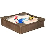 砂場 4FT スクエア BXSB120 砂場 蓋付き サンドボックス 砂場枠 カバー シート 四角形 プラスチック製 120x120x30cm 家庭用 大型遊具 すなば フレーム プランター/配送区分A