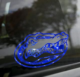 Florida Gators BLUE MIRROR VINYL GATOR HEAD LOGO 6" Vinyl Decal Car Truck Window UF Sticker